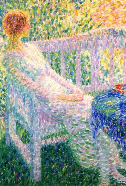 Young Woman In The Garden by Leon De Smet