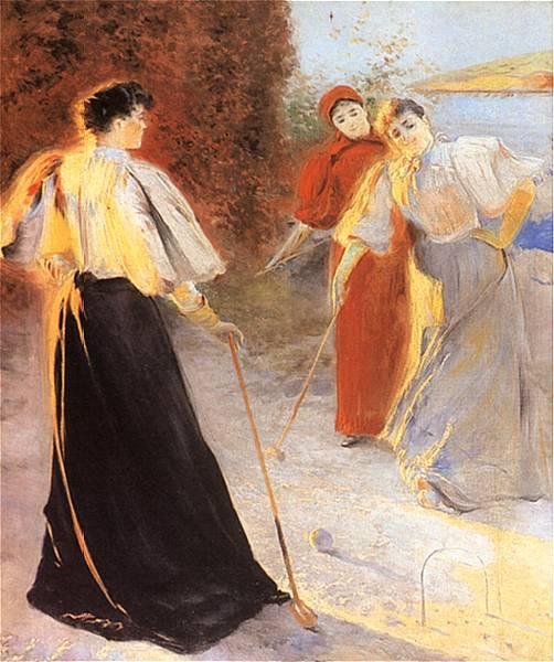 A Game Of Croquet by Leon Jan Wyczolkowski