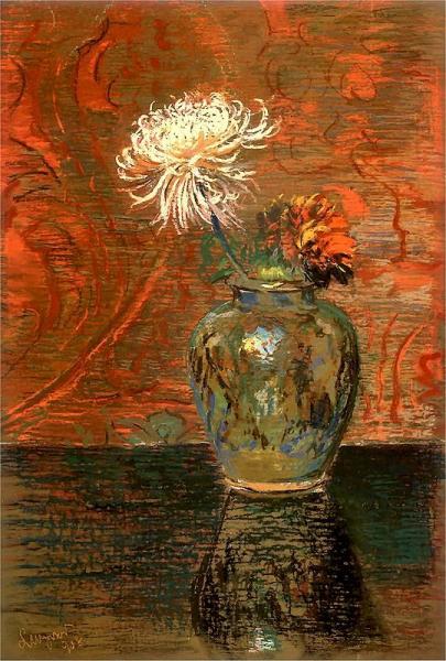 Leon Jan Wyczolkowski Chrysanthemums In A Vase