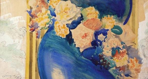 Flowers Around The Column by Leon Jan Wyczolkowski