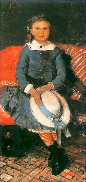 Portrait Of A Girl In A Blue Dress by Leon Jan Wyczolkowski Oil Painting Reproductions
