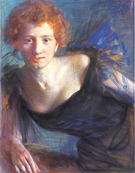 Portrait Of Irena Solska by Leon Jan Wyczolkowski