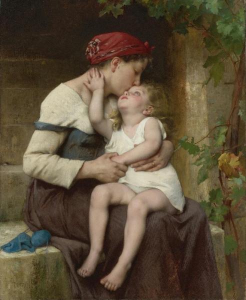 Mother With Child by Leon-jean-basile Perrault