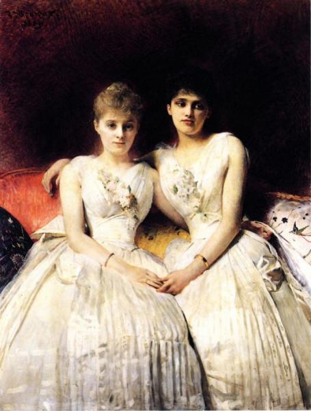 Portrait Of Marthe And Therese Galoppe by Leon Joseph Florentin Bonnat