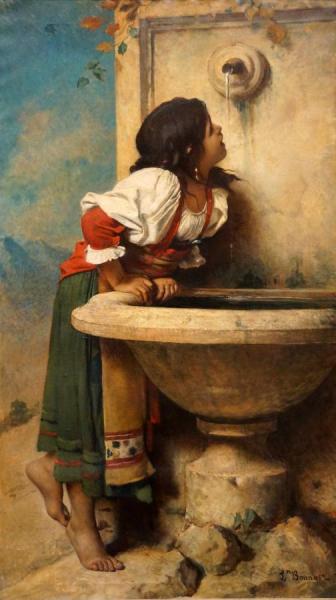 Roman Girl At A Fountain by Leon Joseph Florentin Bonnat