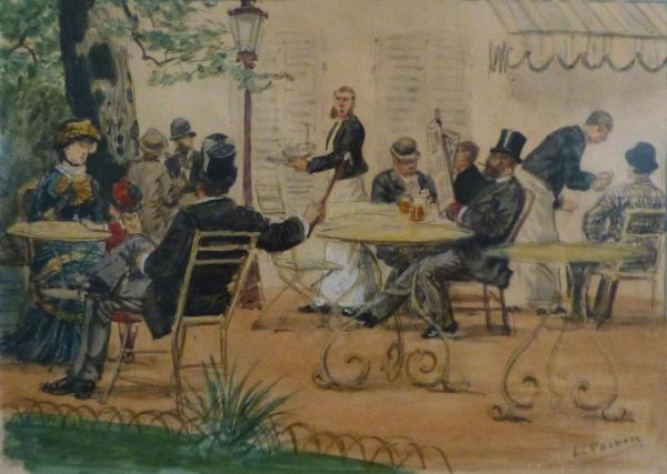 Scène De Terrasse by Leon Joseph Voirin