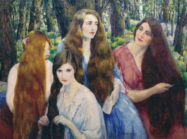 Four Girls Combing Their Hair by Leon Kroll