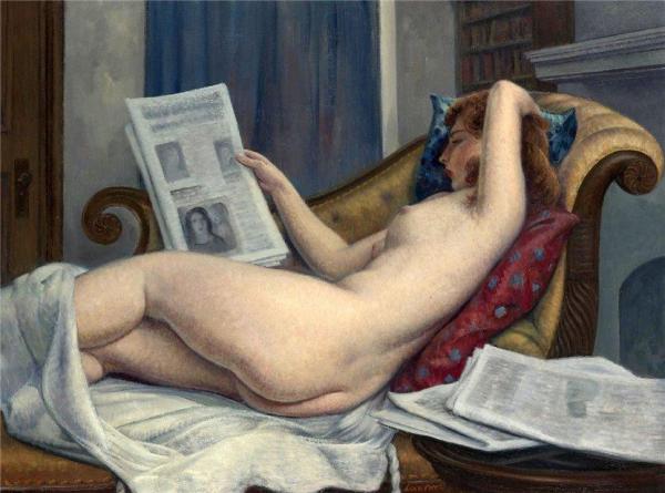 Leon Kroll Nude Woman Reading A Paper