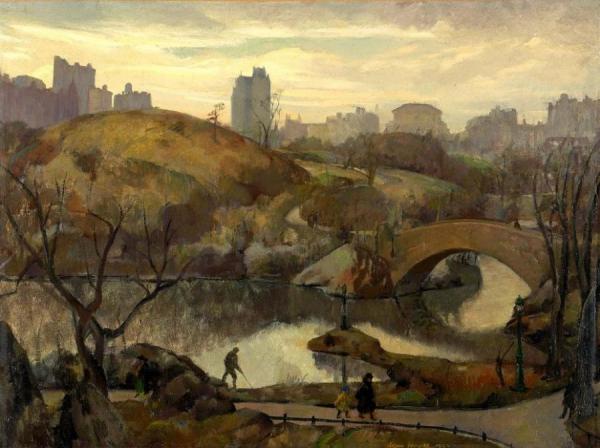 Scene In Central Park by Leon Kroll