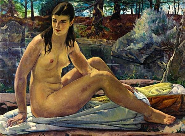 Seated Nude In A Landscape by Leon Kroll
