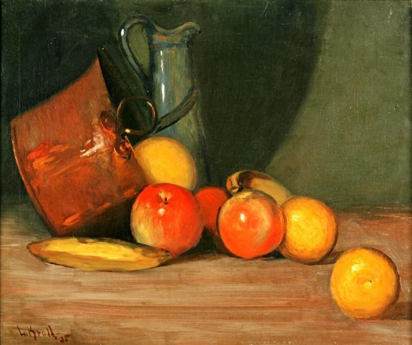 Still Life Of Fruit With A Copper Pot by Leon Kroll