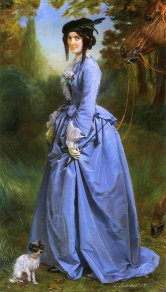Portrait Of A Woman In Riding Costume by Leon Louis Antoine Riesener