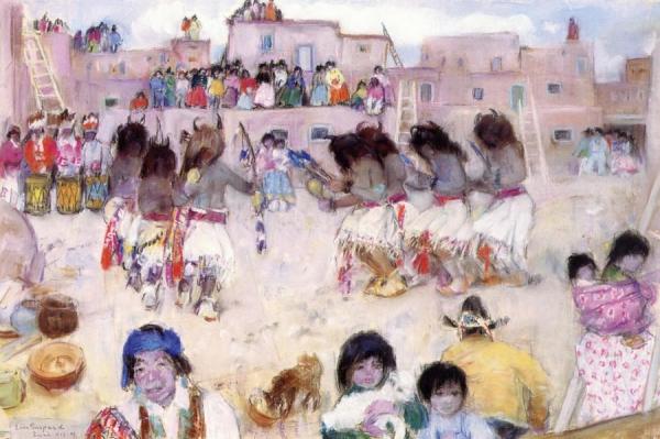 Buffalo Dance At Zuni Pueblo by Leon Shulman Gaspard Oil Painting Reproductions