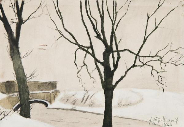 Besneeuwd Landschap Met Brugje by Léon Spilliaert