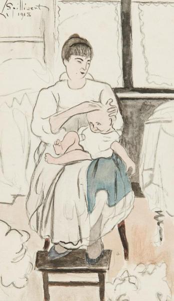 Mother And Child At The Morning Toilet by Léon Spilliaert