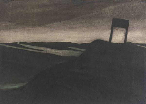 Paysage Nocturne, Poteau De Signalisation by Léon Spilliaert