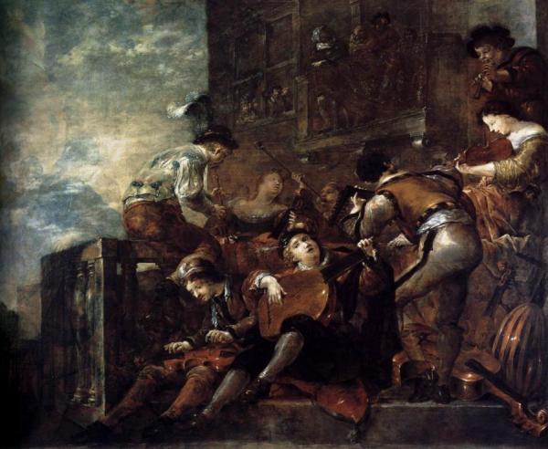 Musicians On A Terrace by Leonaert Bramer Oil Painting Reproductions