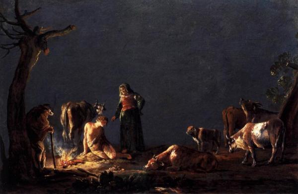 Peasants By A Fire by Leonaert Bramer