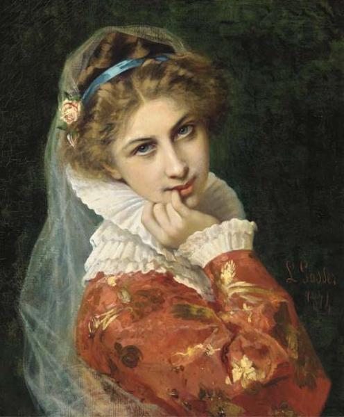 A Thoughtful Moment by Leonardo Gasser Oil Painting Reproductions
