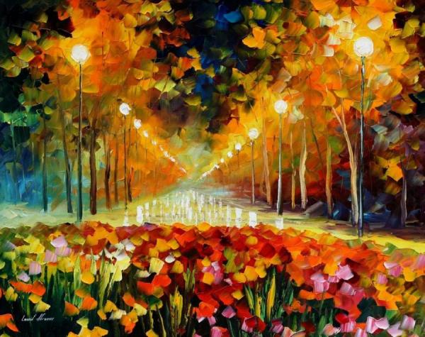 Alley Of Roses by Leonid Afremov