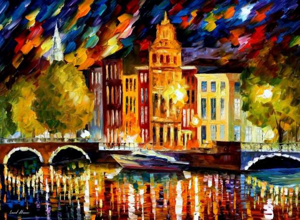 Amsterdam, Autumn Reflections by Leonid Afremov