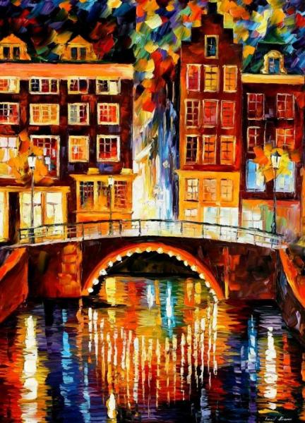 Amsterdam, Little Bridge by Leonid Afremov