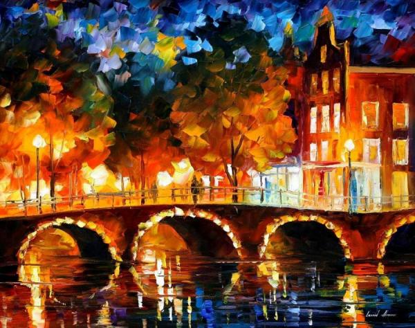 Amsterdam, Old Bridge by Leonid Afremov