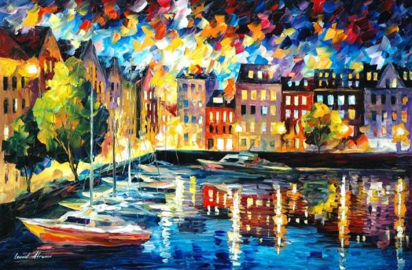 Amsterdam's Harbor by Leonid Afremov