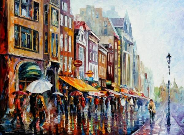Amsterdam's Rain by Leonid Afremov