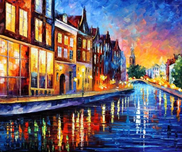 Amsterdam, Sunday Night by Leonid Afremov