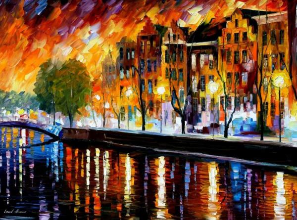 Amsterdam, Winter Reflection by Leonid Afremov