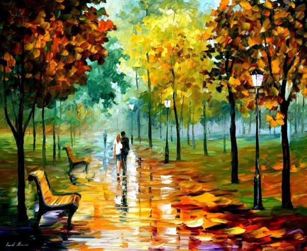 Autumn Leafs by Leonid Afremov Oil Painting Reproductions