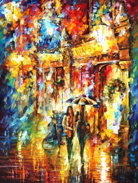 Best Friends In The City by Leonid Afremov Oil Painting Reproductions