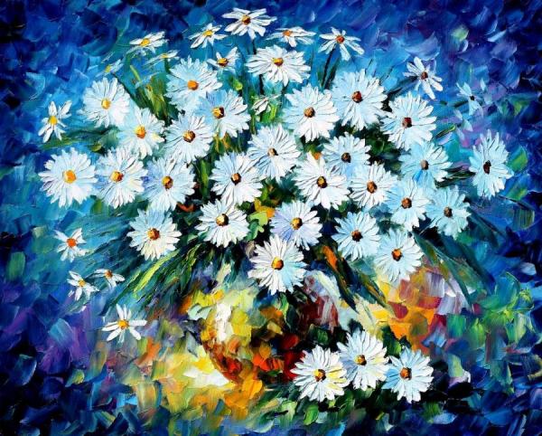 Blue Flowers by Leonid Afremov