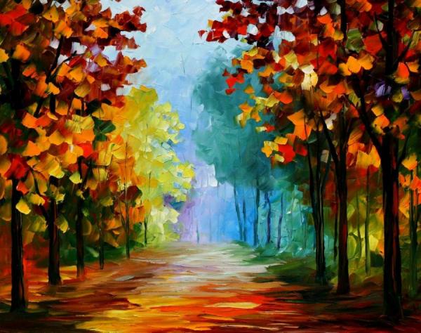 Blue Fog In The Forest by Leonid Afremov