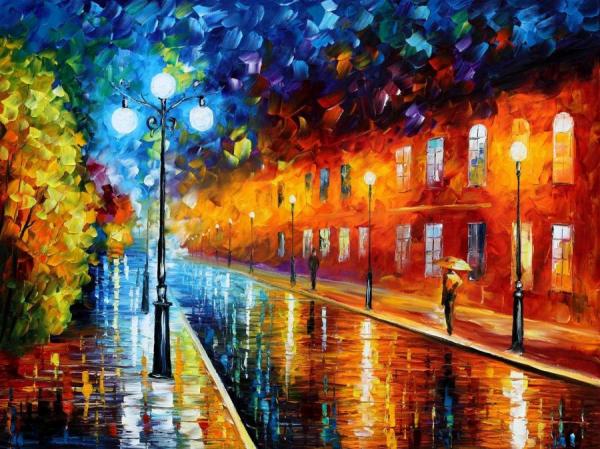 Blue Lights by Leonid Afremov