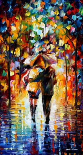 Bonded By The Rain by Leonid Afremov Oil Painting Reproductions