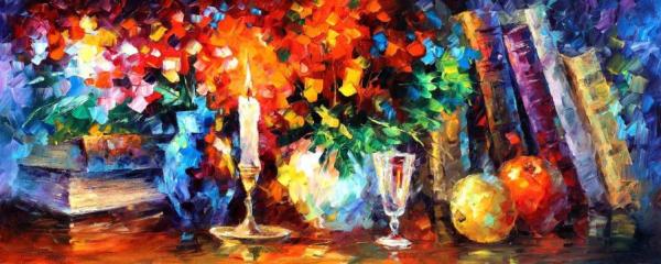 Books And Flowers by Leonid Afremov