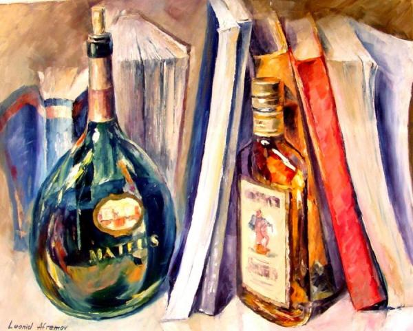 Bottles And Books by Leonid Afremov