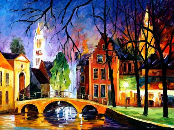 Bruges I by Leonid Afremov Oil Painting Reproductions