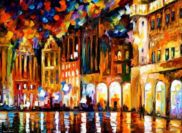 Brussels,grande Place by Leonid Afremov Oil Painting Reproductions
