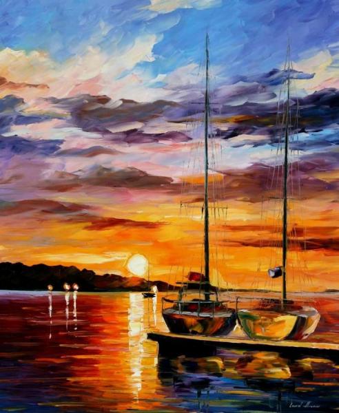 By The Dock by Leonid Afremov