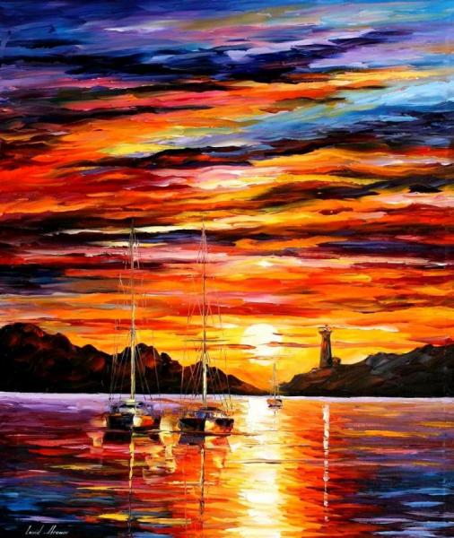 By The Entrance To The Harbor by Leonid Afremov