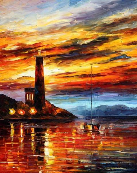 By The Lighthouse by Leonid Afremov