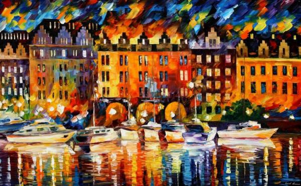 Castle By The River by Leonid Afremov Oil Painting Reproductions