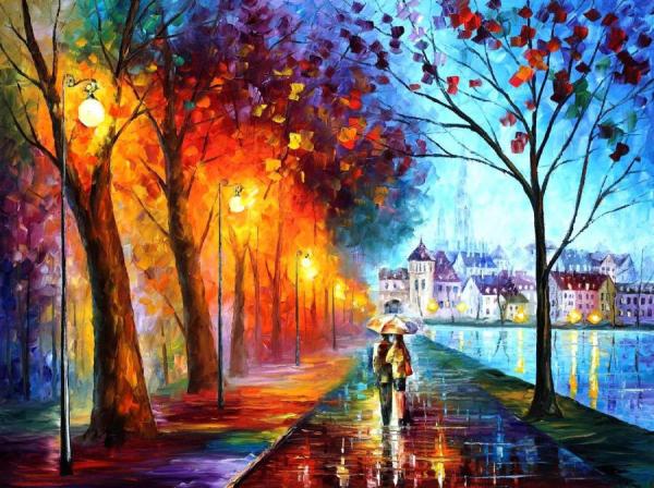 City By The Lake by Leonid Afremov