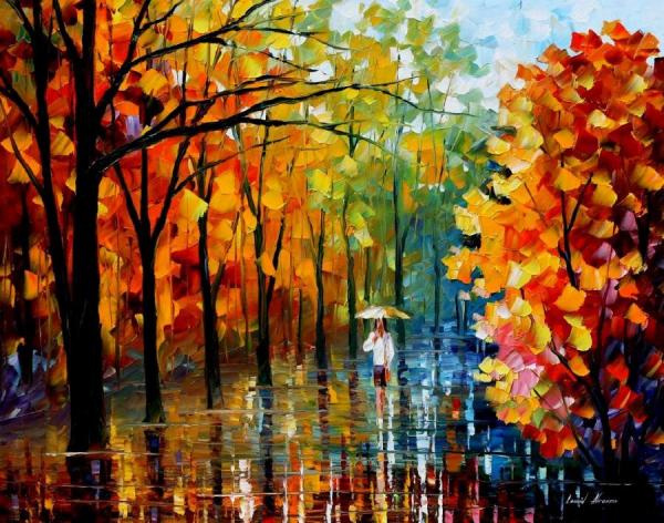 Fall Alley by Leonid Afremov Oil Painting Reproductions