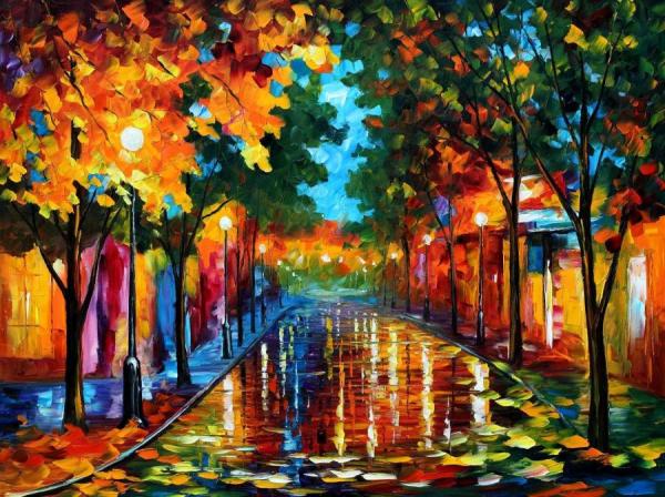 Fallen Leafs by Leonid Afremov Oil Painting Reproductions