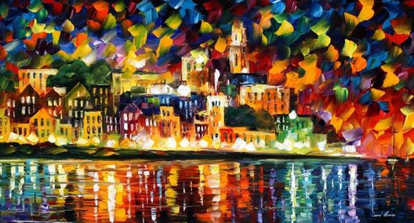 Fiesta In The Harbor by Leonid Afremov Oil Painting Reproductions