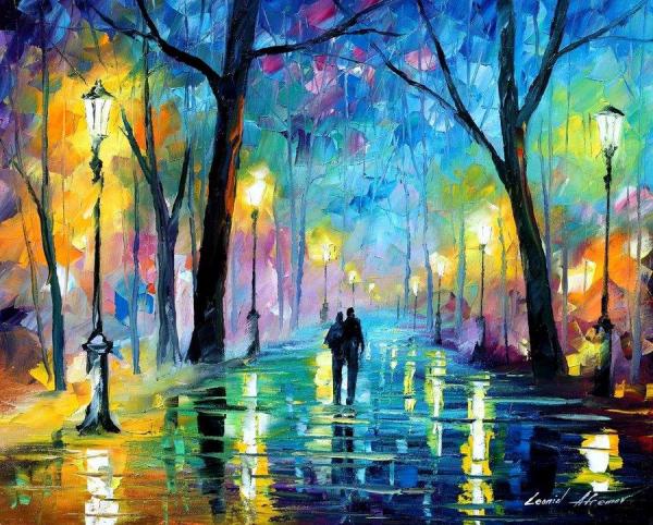 Fog In The Park by Leonid Afremov